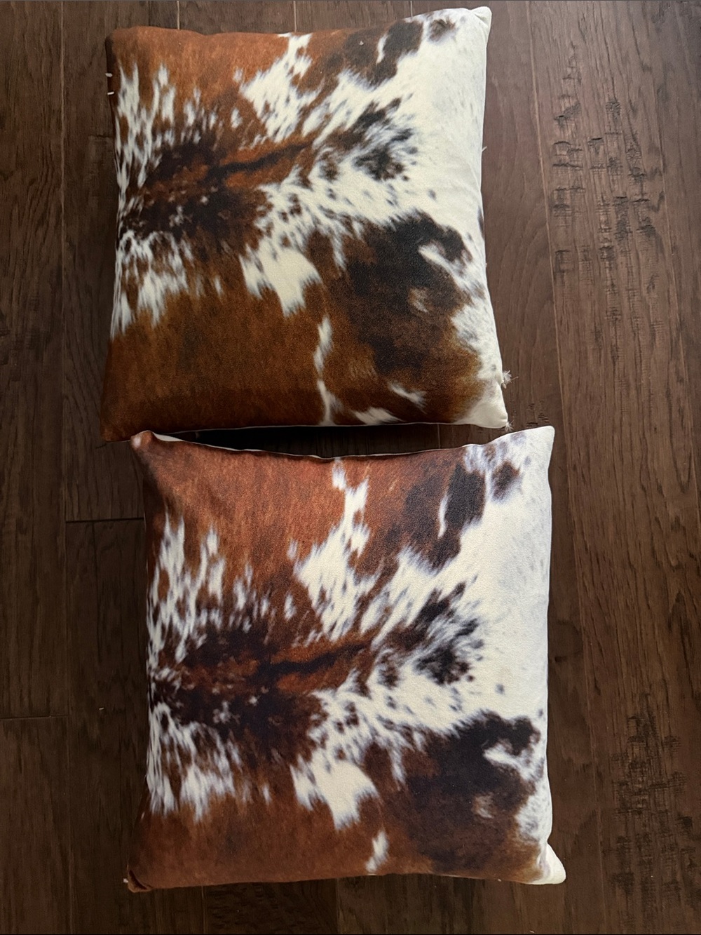 Cowhide Print Throw Pillow Pair - Brown & White